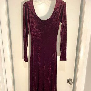 Betsey Johnson Vintage Maxi Purple Velvet Off-the-shoulder Stretch Dress
